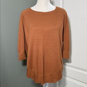 Express Warm Brown Knit Sweater 3/4 Sleeve Pullover Size S